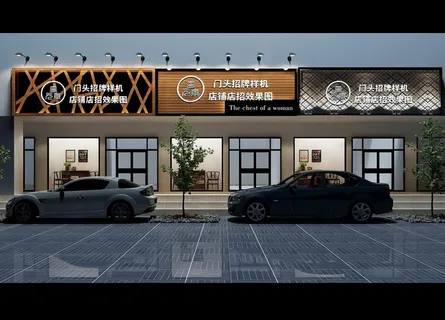 餐饮烧烤店门头样机图片 餐饮烧烤店门头样机图片