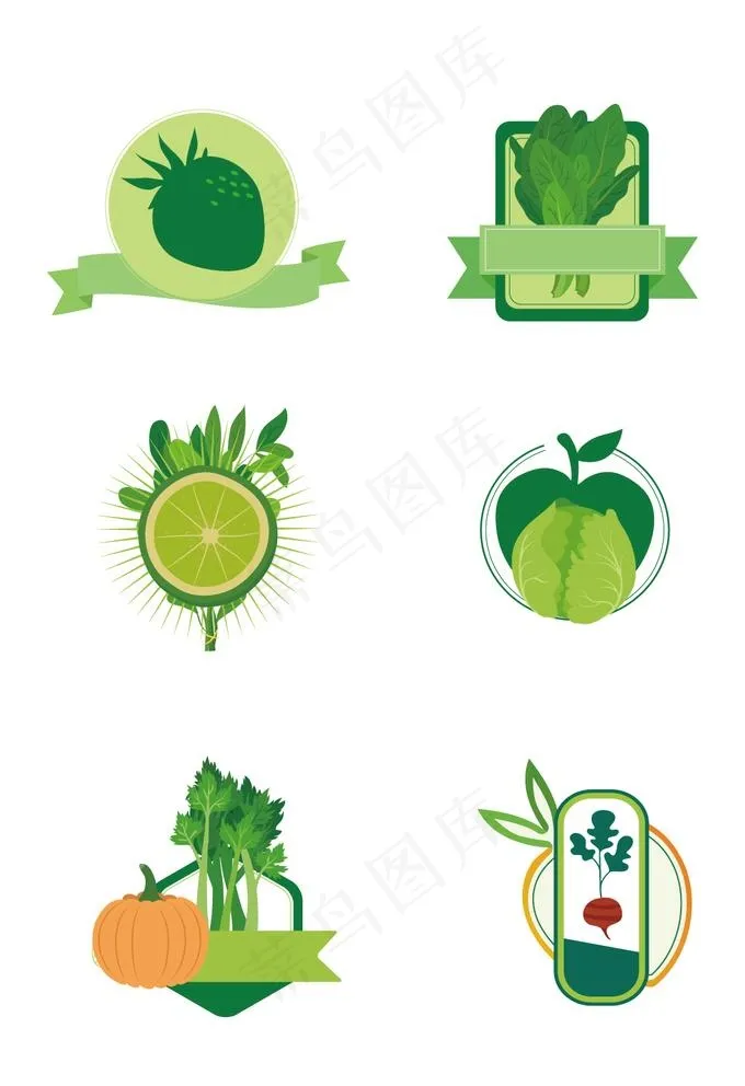 蔬菜水果图标图片ai矢量模版下载