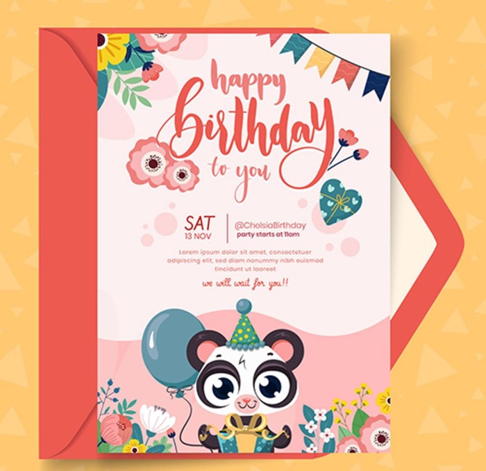 卡通生日海报矢量图片