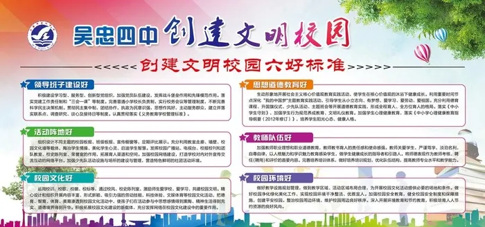 创建文明校园展板图片(6803x3402)psd模版下载