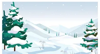 冬季圣诞雪山插画图片