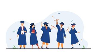 扁平化学生博士毕业人物插画图片