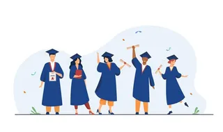 扁平化学生博士毕业人物插画图片