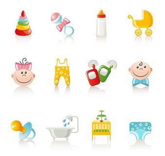 可爱婴儿物品主题矢量图片