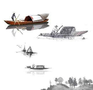 水墨船图片