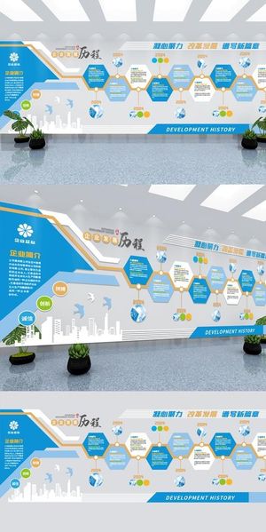 大气蓝色简约企业发展历程时间轴图片