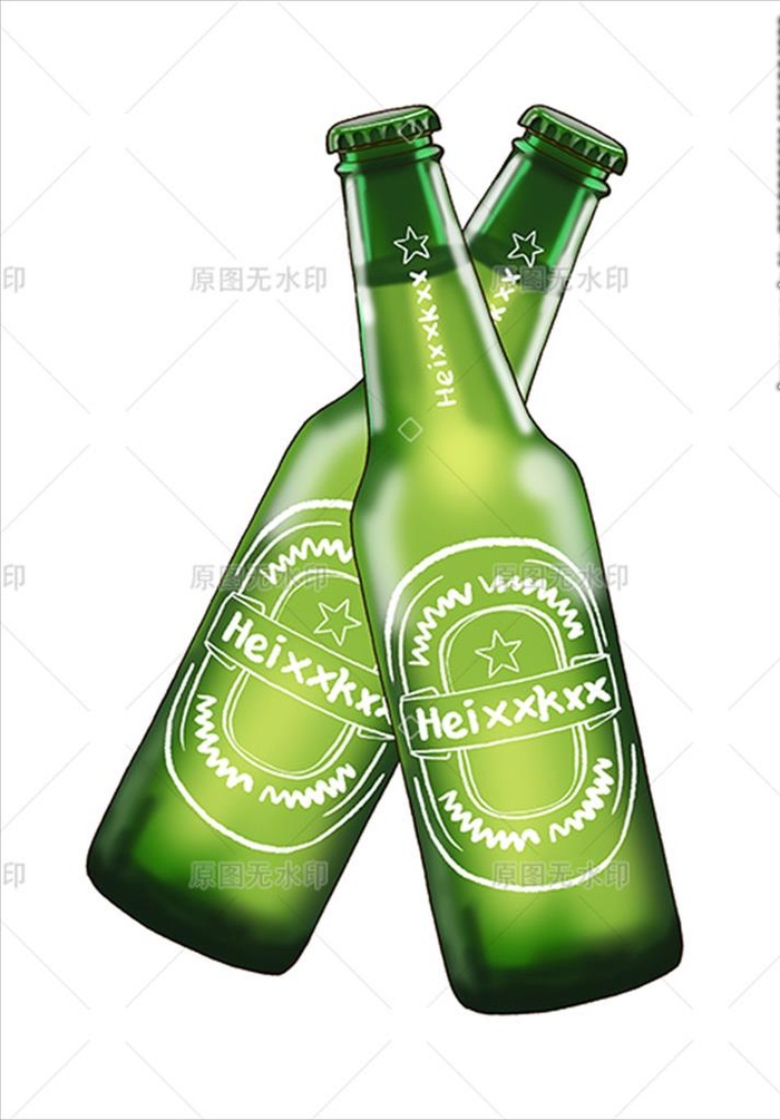 手绘啤酒瓶图片(1938x2667)