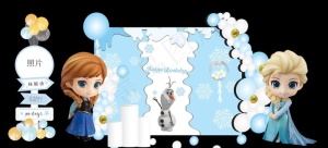 冰雪奇缘psd背景生日素材图片