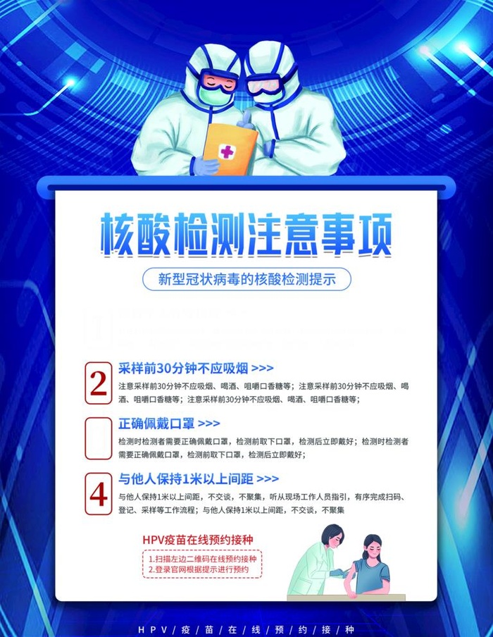 疫情防控核酸检测注意事项海报图片(1476x1969)psd模版下载