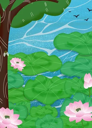 卡通海洋沙滩天空海岛背景图片