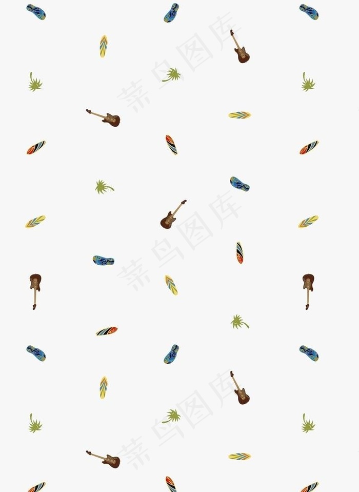 海滩11色海滩元素满版印花图片