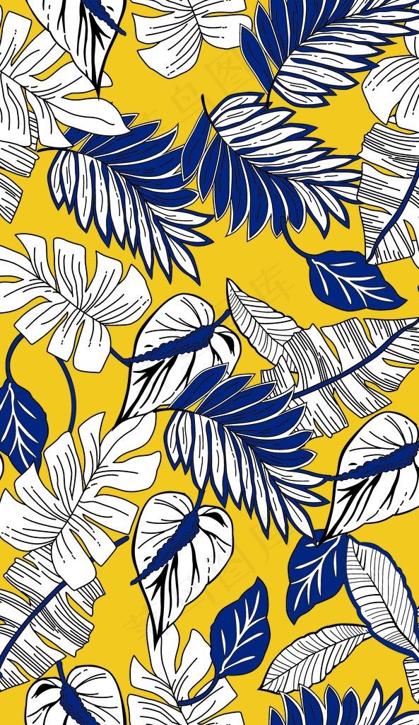 矢量热带植物 数码印花图图片