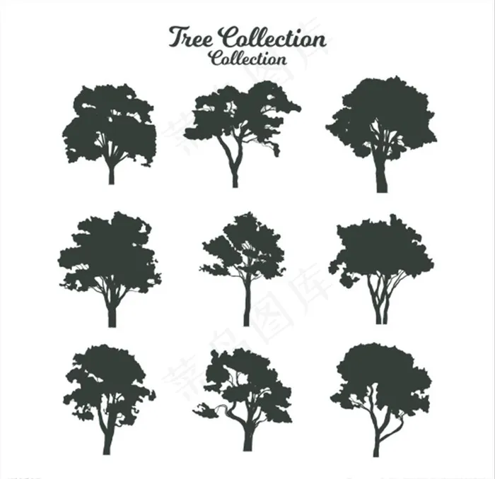 树剪影图片eps,ai矢量模版下载
