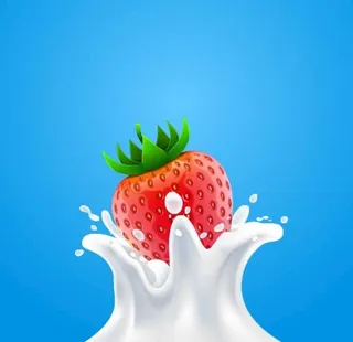 动感新鲜草莓 牛奶背景矢量素材图片