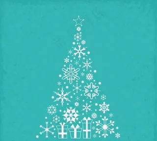 复古圣诞树雪花图片