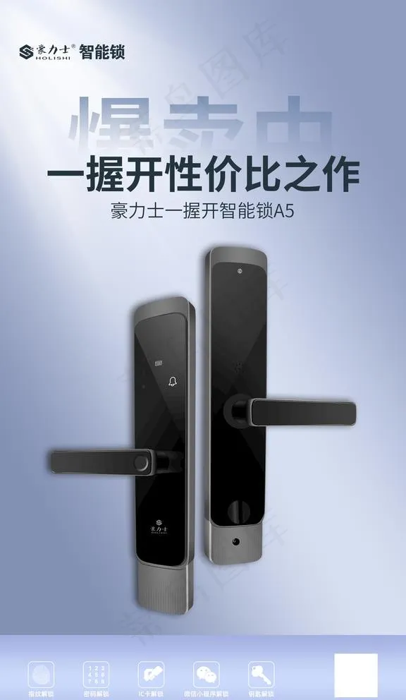 全自动智能锁海报图片(1800x3200)psd模版下载