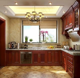 实木厨房图片