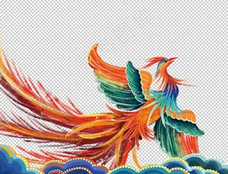 国潮凤凰插画图片