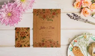 桌面上的请柬图片