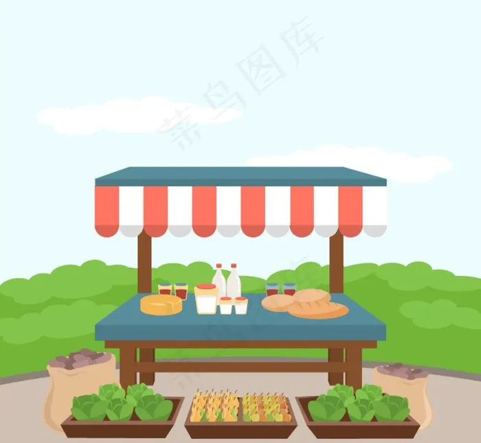 创意蔬菜摊设计矢量素材图片
