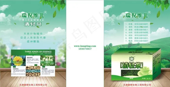 绿色清轻茶叶手提袋纸箱包装(0×0像素())cdr矢量模版下载