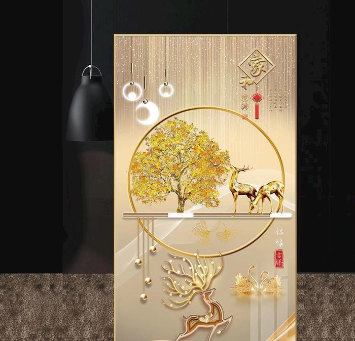 高清麋鹿家和光影玄关装饰画图片(4724x9451)psd模版下载