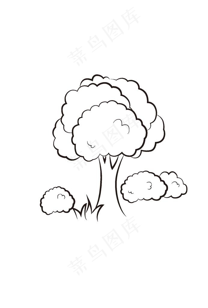 大树线描图片ai矢量模版下载