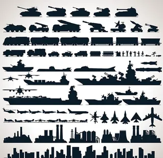 武器与城市剪影图片