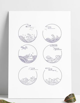 中式花纹祥云海浪图片