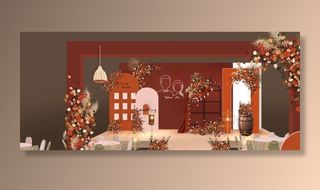 秋色婚礼主舞台效果图图片