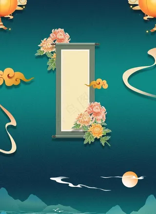 国潮绿色背景图片