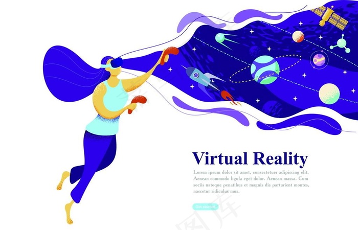 具有VR概念的网页图片eps,ai矢量模版下载