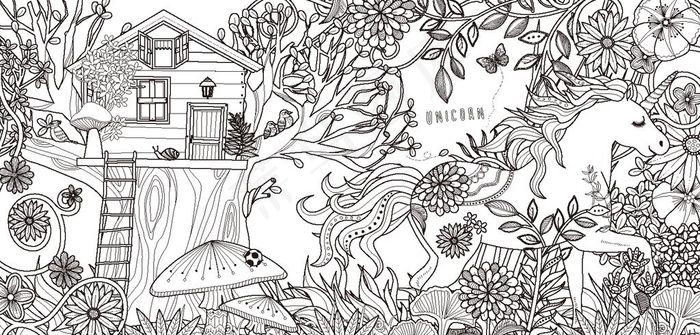 矢量动物植物线稿图片