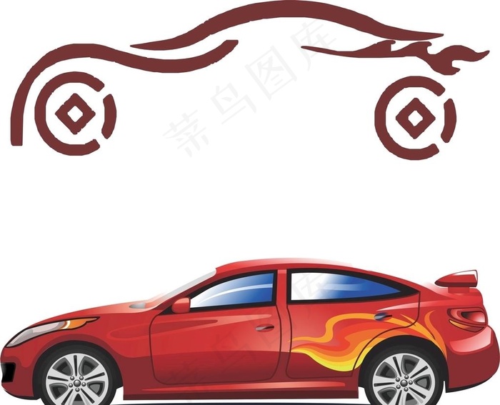 矢量汽车跑车线条画logo标志图片cdr矢量模版下载