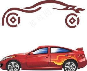 矢量汽车跑车线条画logo标志图片
