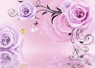 玫瑰花背景墙装饰画壁纸壁画图片