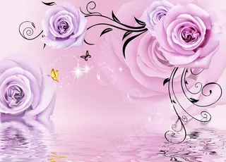 玫瑰花背景墙装饰画壁纸壁画图片