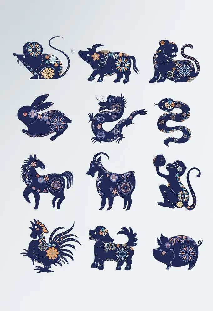 剪纸中国风十二生肖创意手绘动物图片(3072x4107)psd模版下载
