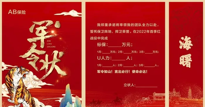 虎年,国潮,金融,地产折页,保险,开门红(5400x3000)psd模版下载