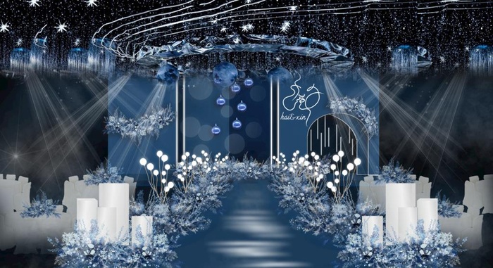 蓝色婚礼效果图图片