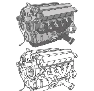 发动机线稿图片