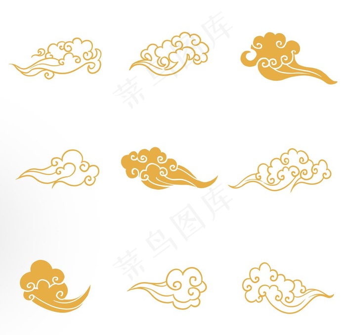 金色祥云金色云云朵素材图片psd模版下载