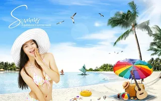 沙滩美女素材图片