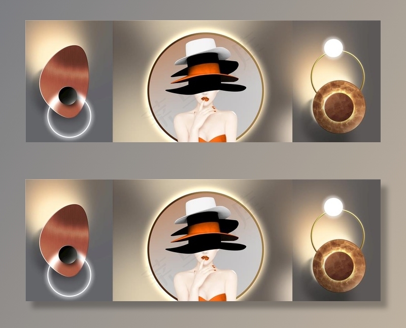 多顶帽子时尚女性艺术装饰画挂画图片