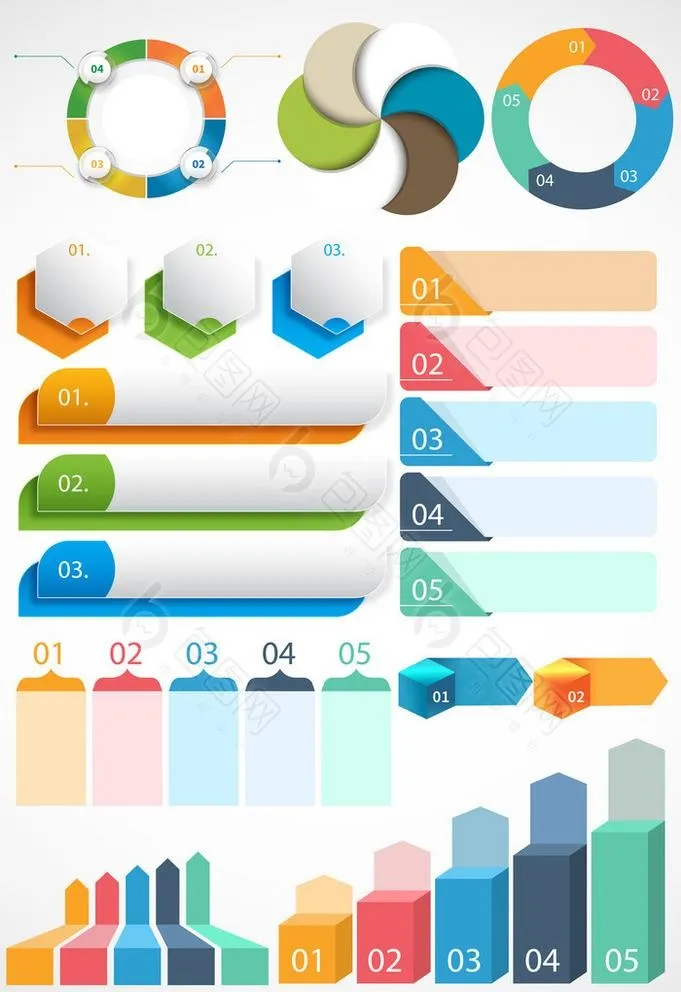 彩色信息图表PPT素材矢量图形图片ai矢量模版下载