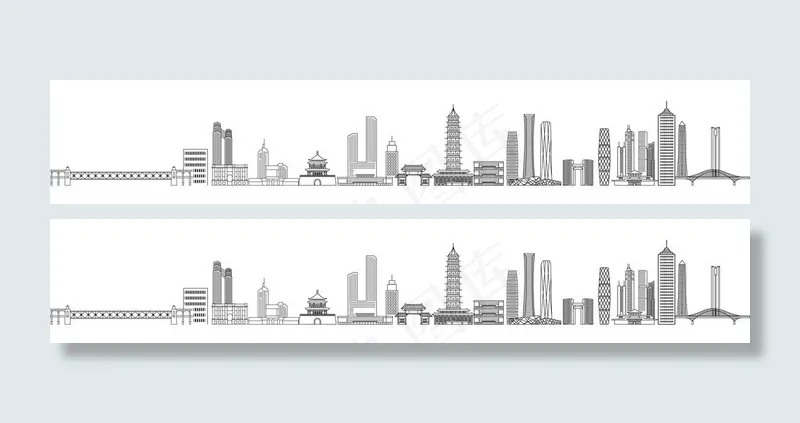 手绘 城市 线 科技 全国城市图片ai矢量模版下载