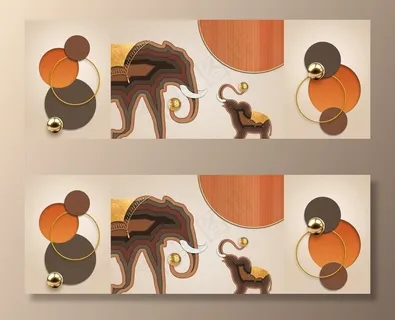 抽象大象几何图形装饰画图片 抽象大象几何图形装饰画图片