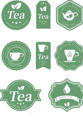 矢量清新简约茶叶标签圆标图片