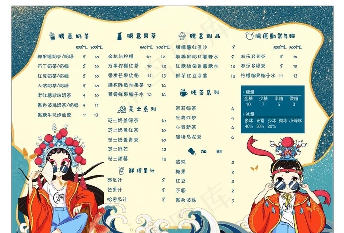 国潮奶茶价目表图片
