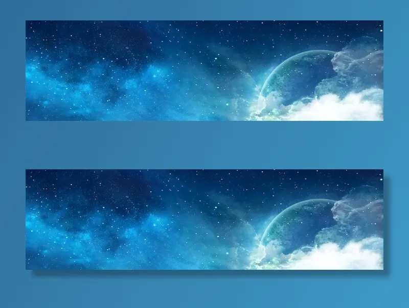蓝色星空背景图片(1920x600)psd模版下载